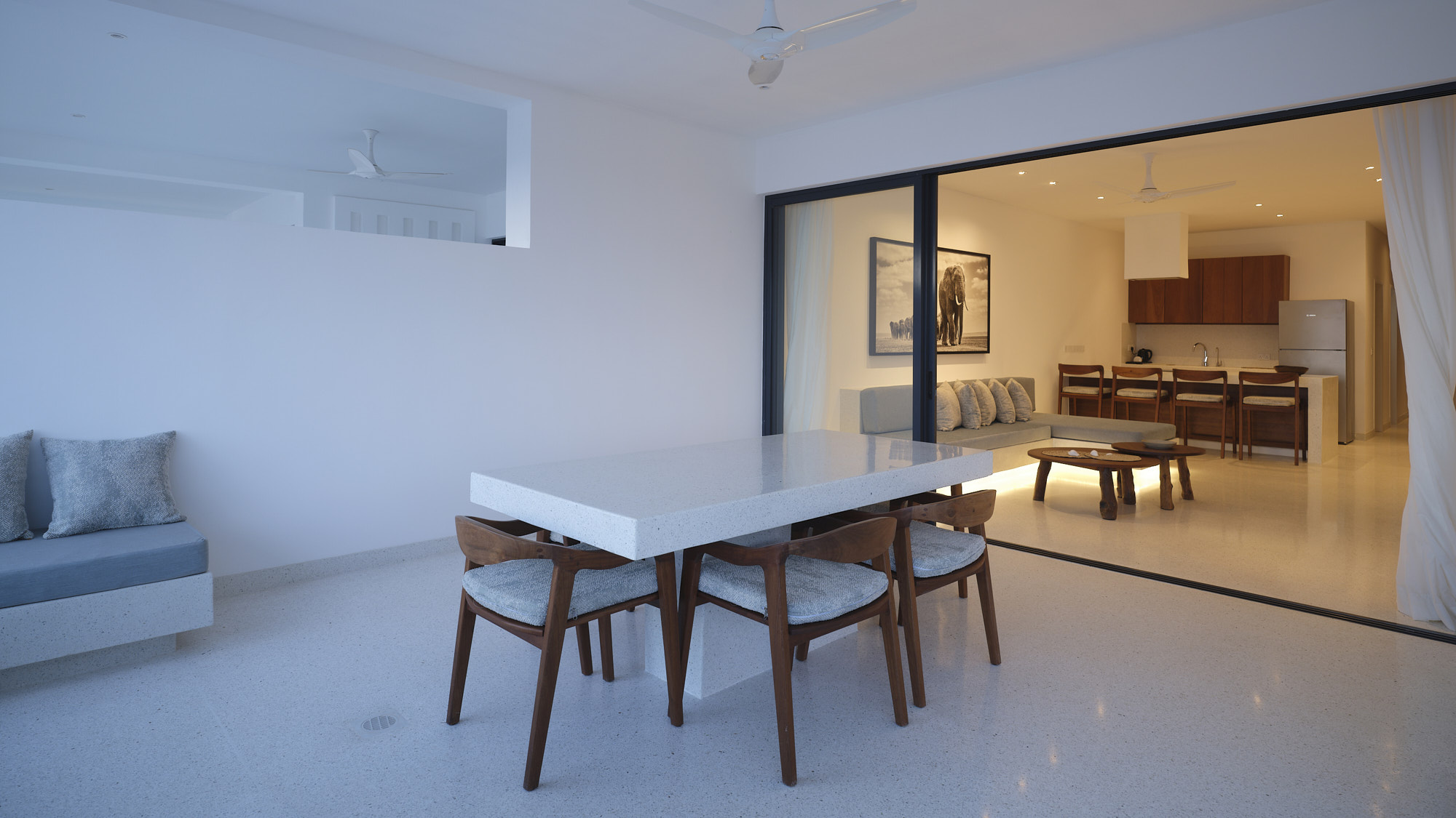Terrace dining area looking into the living room