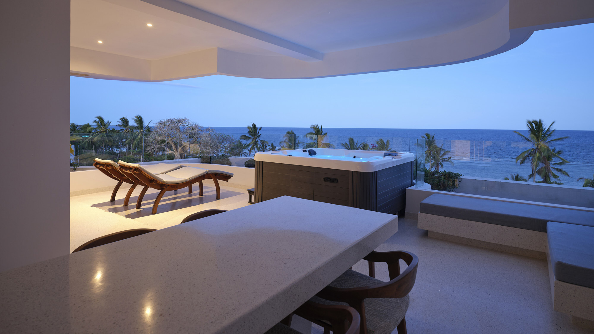 Private terrace overlooking the Indian Ocean