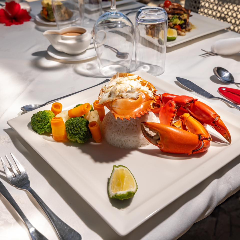 Fresh lobster served at the resort